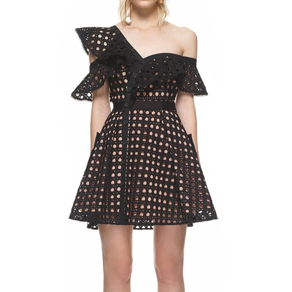 Self-Portrait Lace Frill Mini Dress